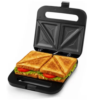 OVENTE Electric Sandwich Maker with Non-Stick Plates, Indicator Lights, Cool Touch Handle, Easy to Clean and Store, Perfect for Cooking Breakfast, Grilled Cheese, Tuna Melts and Snacks, Black GPS401B