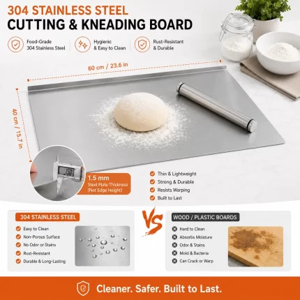 304 Stainless Steel Cutting Board – Easy-Clean & Hygienic