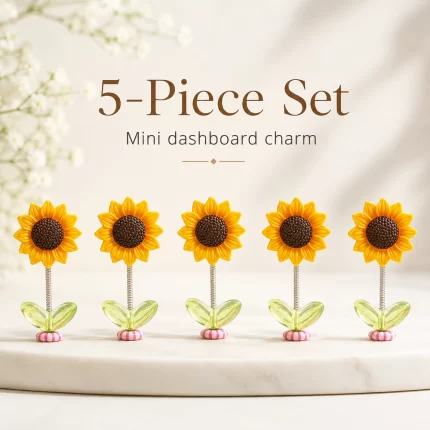 5-Piece Sunflower Car Dashboard Decor Set